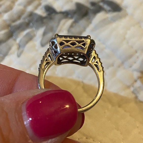 Tova Diamonique & Simulated Tanzanite Ring 925 sterling silver size 8 - Picture 4 of 9